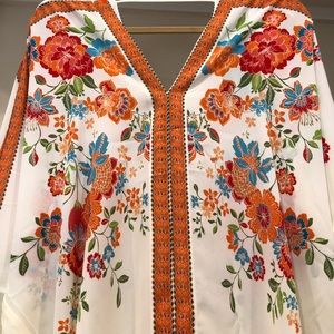 Bohemian Floral 3/4 Dolman Sleeve Top